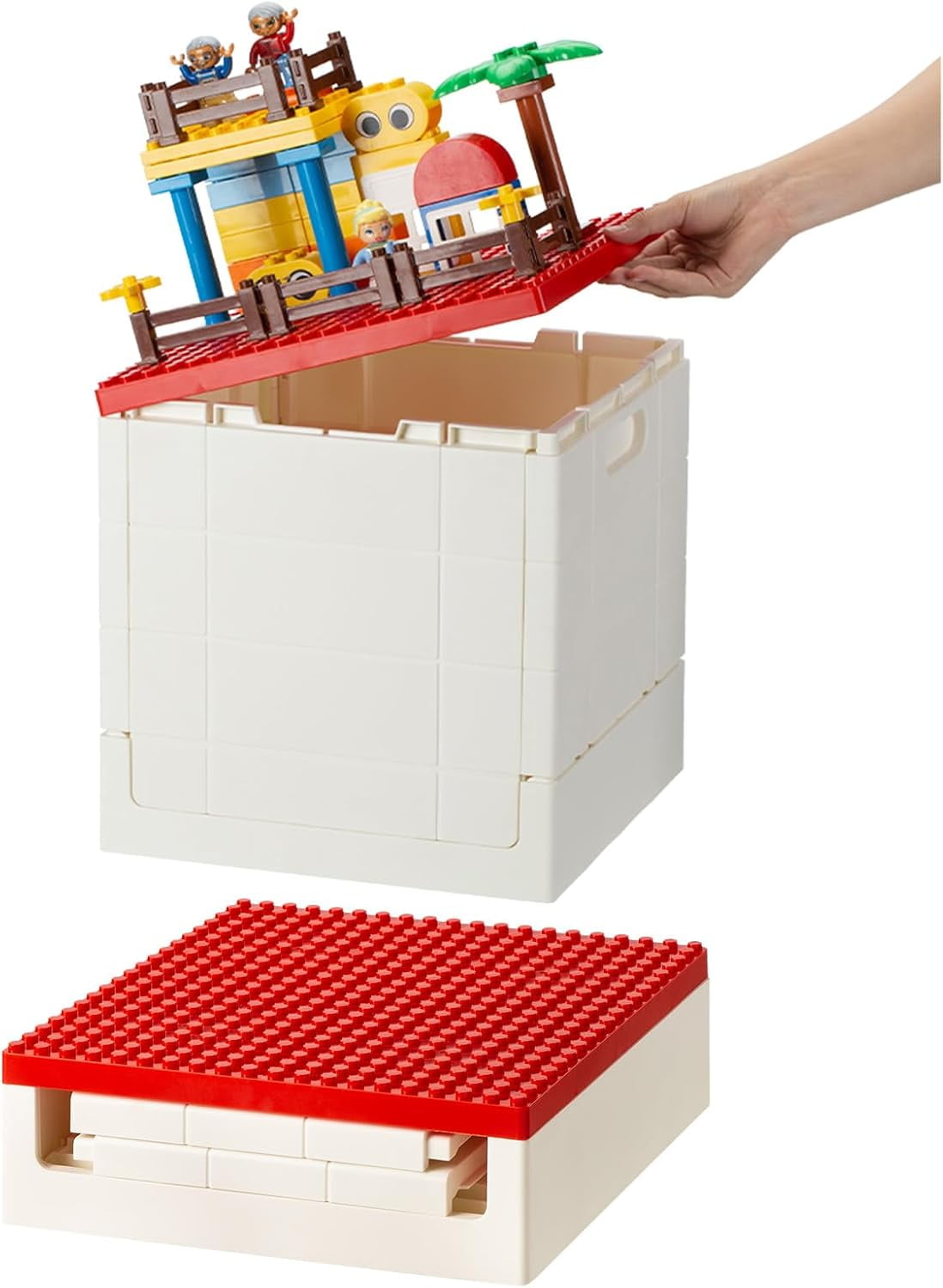 SHIMOYAMA Collapsible Storage Box with Building Baseplate Lid for