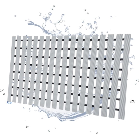 SHIMOYAMA Shower Floor Mat, Non Slip Bathtub Mat with Double-Sided Anti-Skid Design, 26 x 17 Inch Absorbent Quick-Dry Shower Mat for Bathroom Floor, Gray