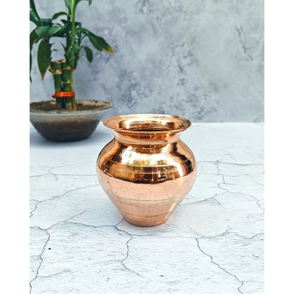 SHINDE EXPORTS Copper Pot Kalash for Pooja kalasham Small Large lota for Drinking Water (9cm 85gms)