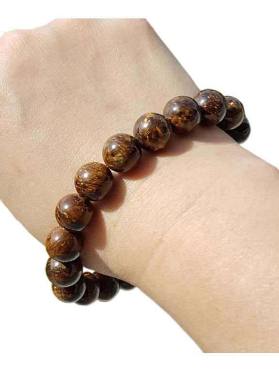 reiki crystal semi precious stones jewelry for men women spiritual chakra stone beads bracelets (Bronzite)
