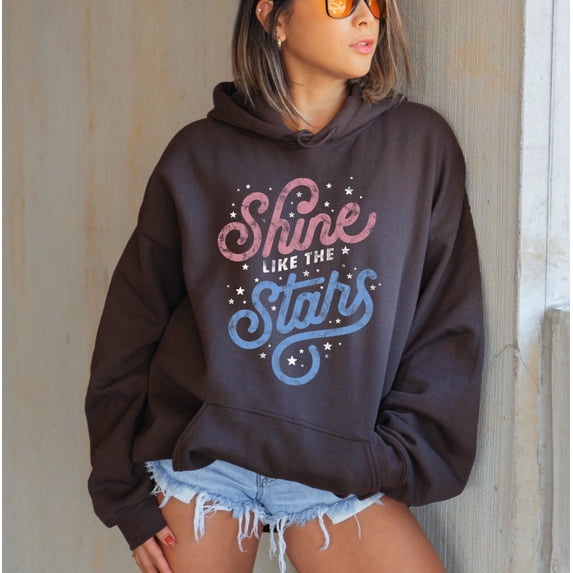 SHINE LIKE THE STARS Graphic Unisex Fleece Hooded Sweatshirt