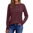 thumbnail image 1 of SHINE UP Blouses for Women Pleat Long Sleeve Shirts for Women Crewneck Casual Tunic Tops, 1 of 7