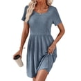 thumbnail image 1 of SHINE UP Dresses for Women Summer Square Neck Short Sleeve Knee Length Dress with Pockets, 1 of 1