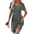 thumbnail image 1 of SHINE UP Dresses for Women Summer Square Neck Short Sleeve Knee Length Dress with Pockets, 1 of 6