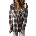 thumbnail image 1 of SHINE UP Flannel Shacket Jacket for Women Plaid Shirts Long Sleeve Button Down Tops Casual Hooded Coat, 1 of 6