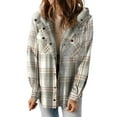 thumbnail image 1 of SHINE UP Flannel Shacket Jacket for Women Plaid Shirts Long Sleeve Button Down Tops Casual Hooded Coat, 1 of 6