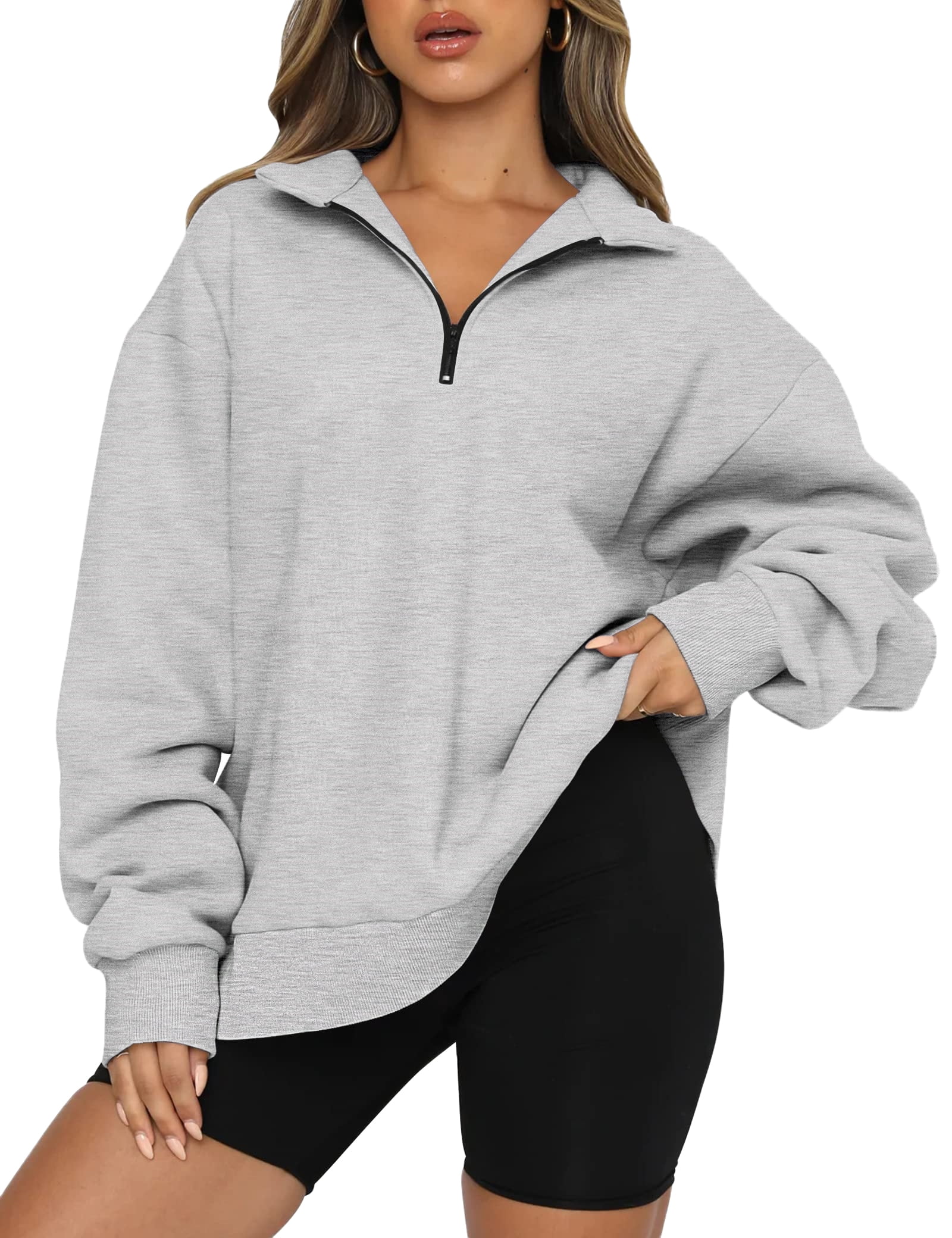 SHINE UP Sweatshirts for Women Oversized Fleece Hoodie Tops Fall Half Zip Turtleneck Long Sleeve Pullover