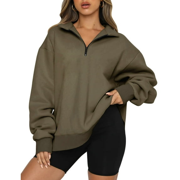SHINE UP Sweatshirts for Women Oversized Fleece Hoodie Tops Fall Half Zip Turtleneck Long Sleeve Pullover