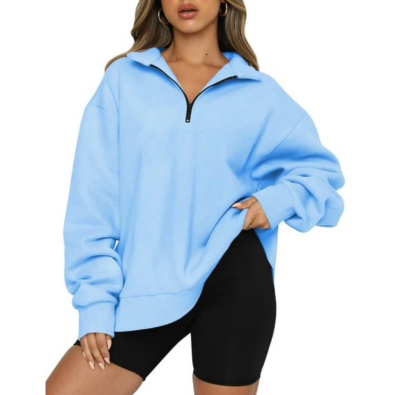 SHINE UP Sweatshirts for Women Oversized Fleece Hoodie Tops Fall Half Zip Turtleneck Long Sleeve Pullover