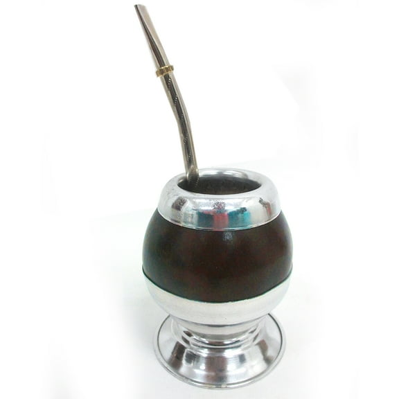 SHINE WITH THIS CLASSIC ARGENTINA MATE GOURD CUP WITH STAND BOMBILLA KIT NEW 6260