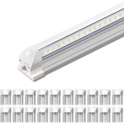SHINESTAR 4FT T8 LED Tube Light Clear Transparent, 40W 5000LM 5000K Daylight White, Integrated Fixture Linkable for Garage Workshop, 20 Pack