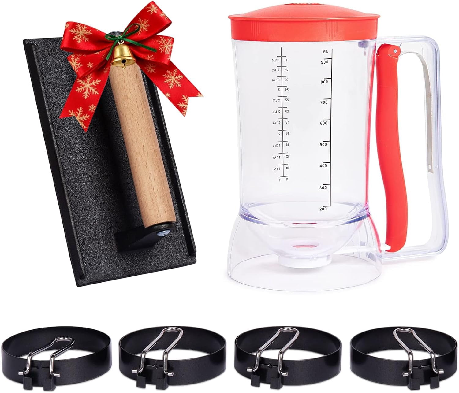SHINESTAR 6-Piece Griddle Breakfast Kit for Blackstone - Complete Set of Griddle Accessories Including Pancake Batter Dispenser, Bacon Press, and Egg Rings C43
