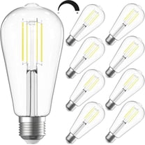 SHINESTAR Dimmable Edison Bulbs 60 Watt LED, Bright Daylight White 4000K, Vintage ST58 Antique LED Filament Bulbs, E26 Medium Base, 80  CRI, Clear Glass, 8 Pack