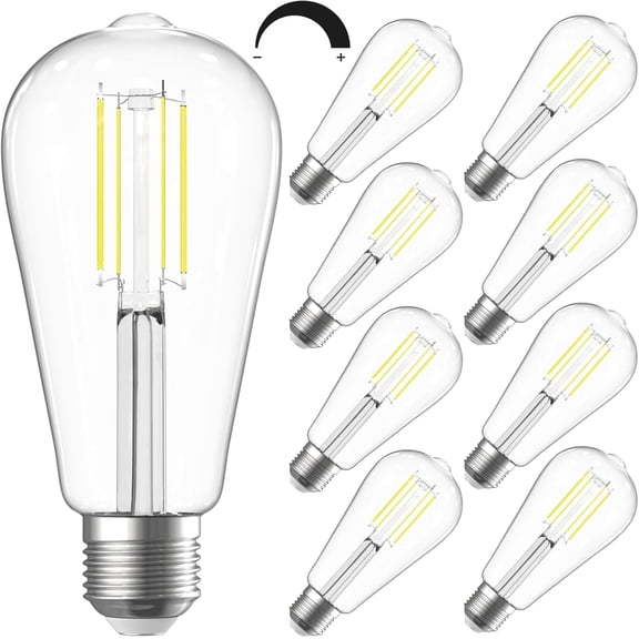 SHINESTAR Dimmable Edison Bulbs 60 Watt LED, Bright Daylight White 4000K, Vintage ST58 Antique LED Filament Bulbs, E26 Medium Base, 80+ CRI, Clear Glass, 8 Pack
