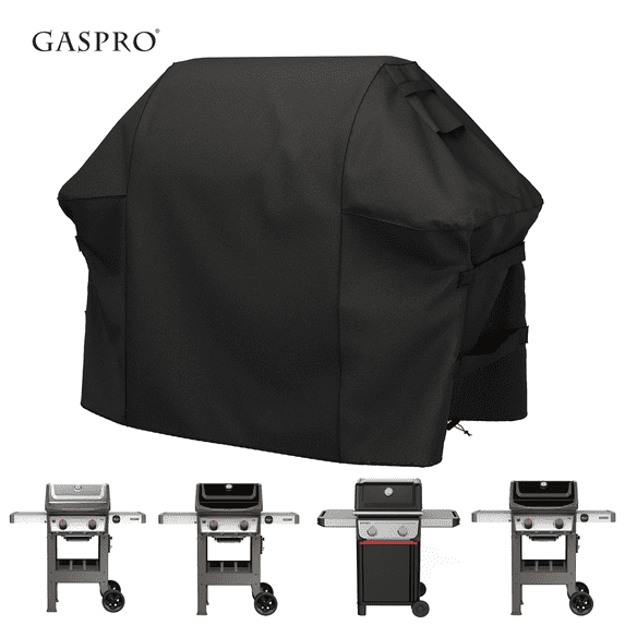 Gaspro Grill Cover for Weber Spirit II 200 Series, Double Straps and Built-in Vents, Heavy Duty & Waterproof, Fits Grill Up to 48 Inch Wide, Black
