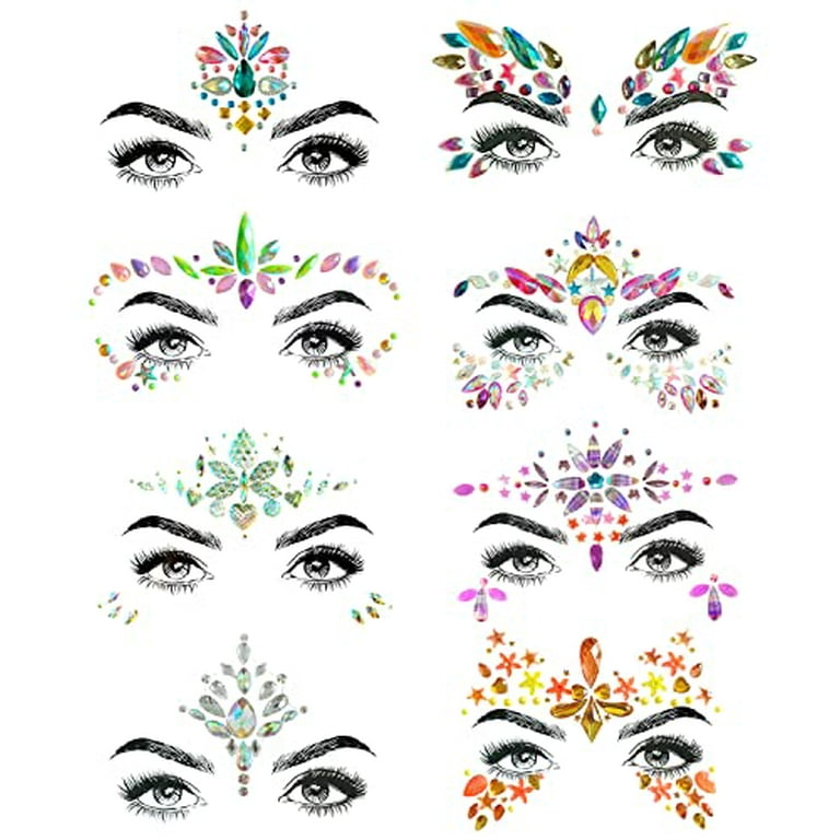 SHINEYES 6 Pcs Face Gems, Face jewels, Face Sticker, for Halloween Music  Festivals Party Rave Carnival Birthday Party
