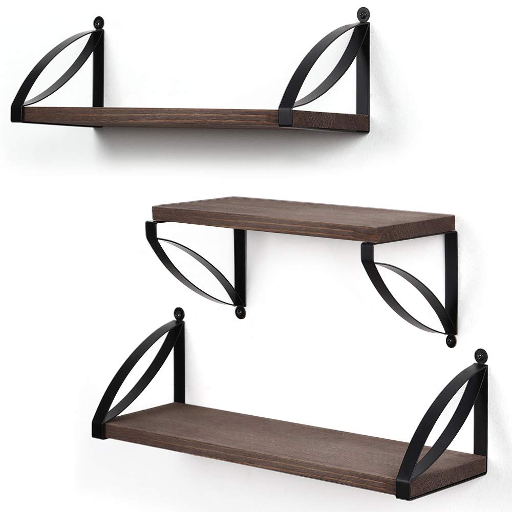 SHINOSKE Floating Shelf, Natural Wood Floating Shelves 3Piece Set