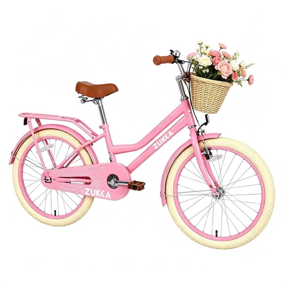 20" Girls Bike for Kids Ages 7–10 Years Old, SHINPT Kids Bike with Basket & Rear Rack, Kids Bicycle with Kickstand & Adjustable Seat, Girls Bicycle 20 inch for Birthday Gift, Multiple Colors