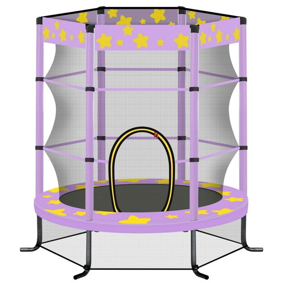 SHINPT 55'' Mini Toddler Trampoline with Enclosure Net and Star Pattern for Outdoor & Indoor, Recreational Kids Trampoline for Garden, Small Trampoline Birthday Gift for Boys and Girls Age 1-8