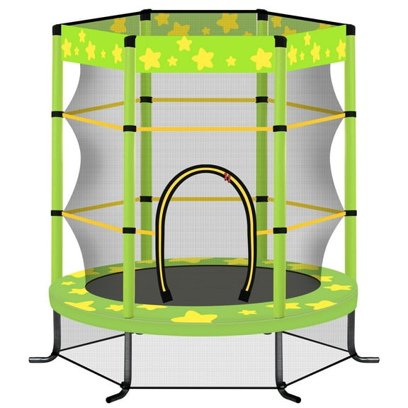 SHINPT 55'' Mini Toddler Trampoline with Enclosure Net and Star Pattern for Outdoor & Indoor, Recreational Kids Trampoline for Garden, Small Trampoline Birthday Gift for Boys and Girls Age 1-8