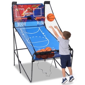 Fodable Arcade Basketball Game for 1-4 Players, SHINPT Dual Shoot Basketball Arcade with 8 Game Modes, 6 Balls, Indoor Basketball Game 39"72", Arcade Basketball with LED Scoreboard for Kids & Adults