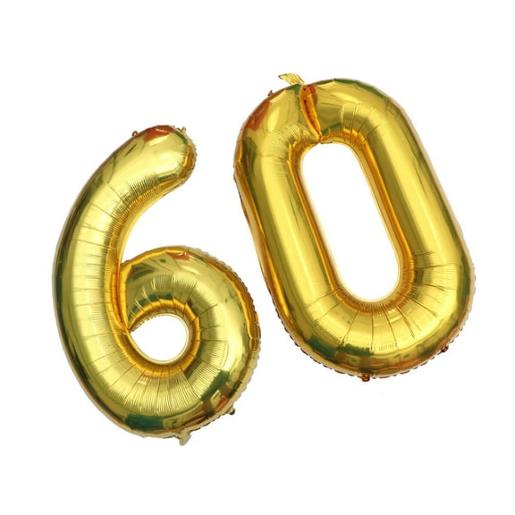 SHINYPASING 1 Set Gold Number 60th Balloon Golden 11.8*7.9*3.9in Aluminum Foil Jumbo Birthday Props