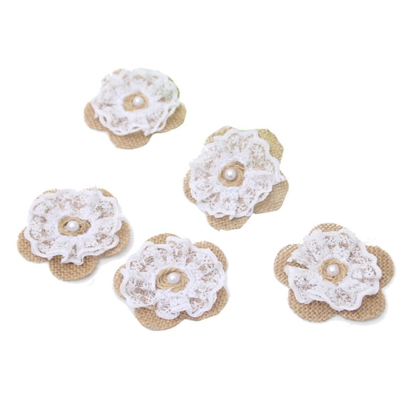 SHINYPASING 12Pcs Jute Burlap Flowers Bridal Party Decorations Rustic Style for Women