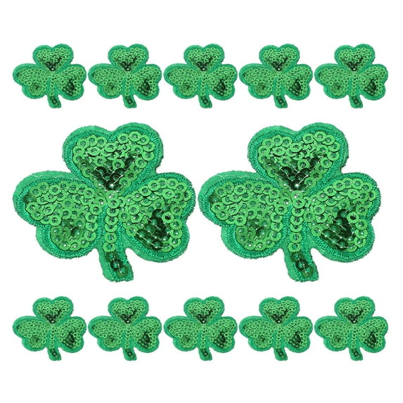 SHINYPASING 12Pcs Shamrock Patches for Ripped Jeans Clothes Accessory Iron On Sew On Green