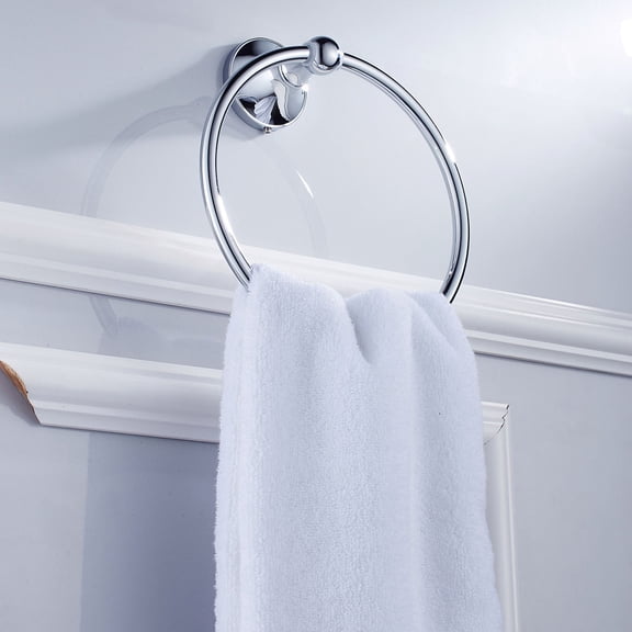 SHINYPASING 1Pack Hand Towel Holder for Bathroom Wall Silver Round Towel Ring Copper 7.1x3.9x2.8in