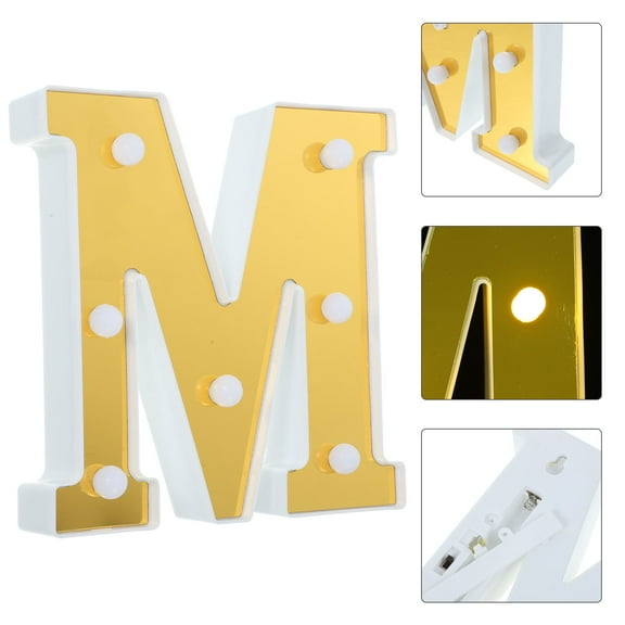 SHINYPASING Led Light Decor Letter Modeling Light Golden Plastic 1Set