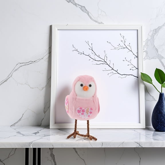 SHINYPASING 1Pcs Pink Lifelike Birds Statue for Friends and Family Ornament 16.00X13.00X9.00CM Fabric Iron Foam
