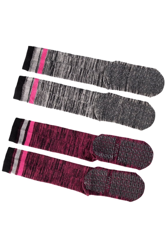 2Pairs Blended Fabric Yoga Calf Socks for Women with Arch Support and Anti Slip Grip