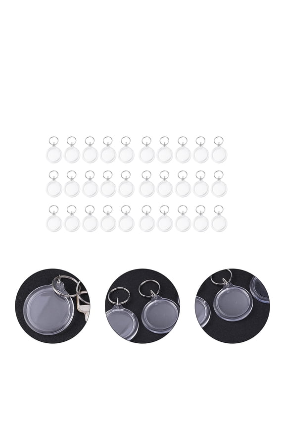 30Pcs Round Acrylic Photo Frame Key Ring Insert Photos Organize Keys Diy Members