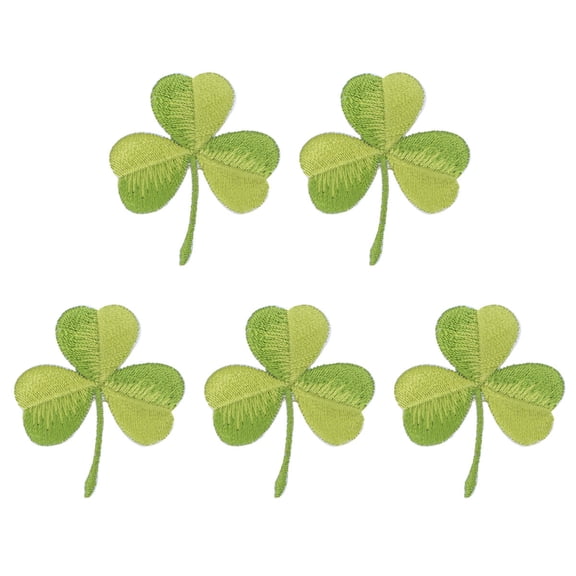 SHINYPASING Embroidery Shamrock Sticker Embroidery Patch Green 5Pcs