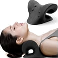 thumbnail image 1 of SHIORLAM C-Shaped Cervical Traction Pillow, 8.7x6.9x4.9in Neck Stretcher for Cervical Spine Alignment, Cervical Massage Pillow for Neck Pain Relief, Posture Corrector for TMJ Relief (Black), 1 of 14