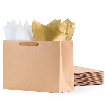 SHIPKEY 10 Pack Extra Large Kraft Paper Bags, Extra Large Gift Bags