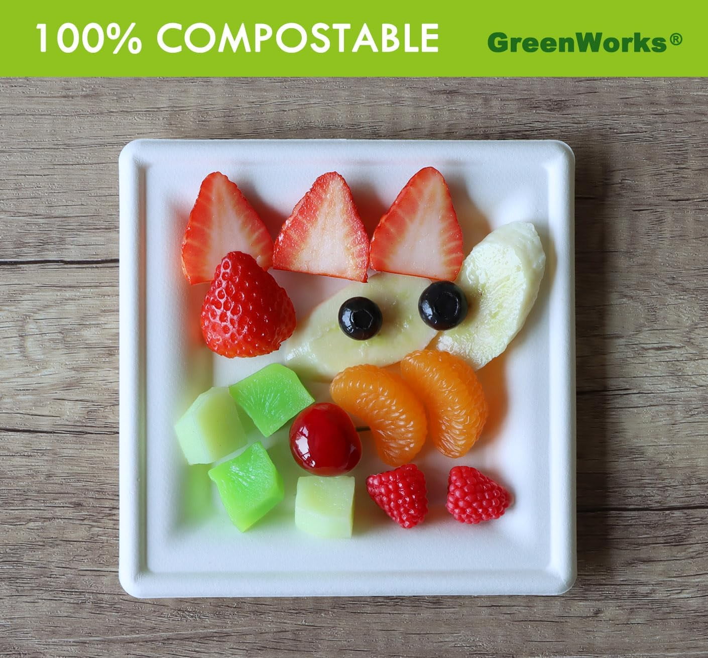 SHIQI-100 Count 6 Inch Small Square Compostable plates, Heavy Duty ...