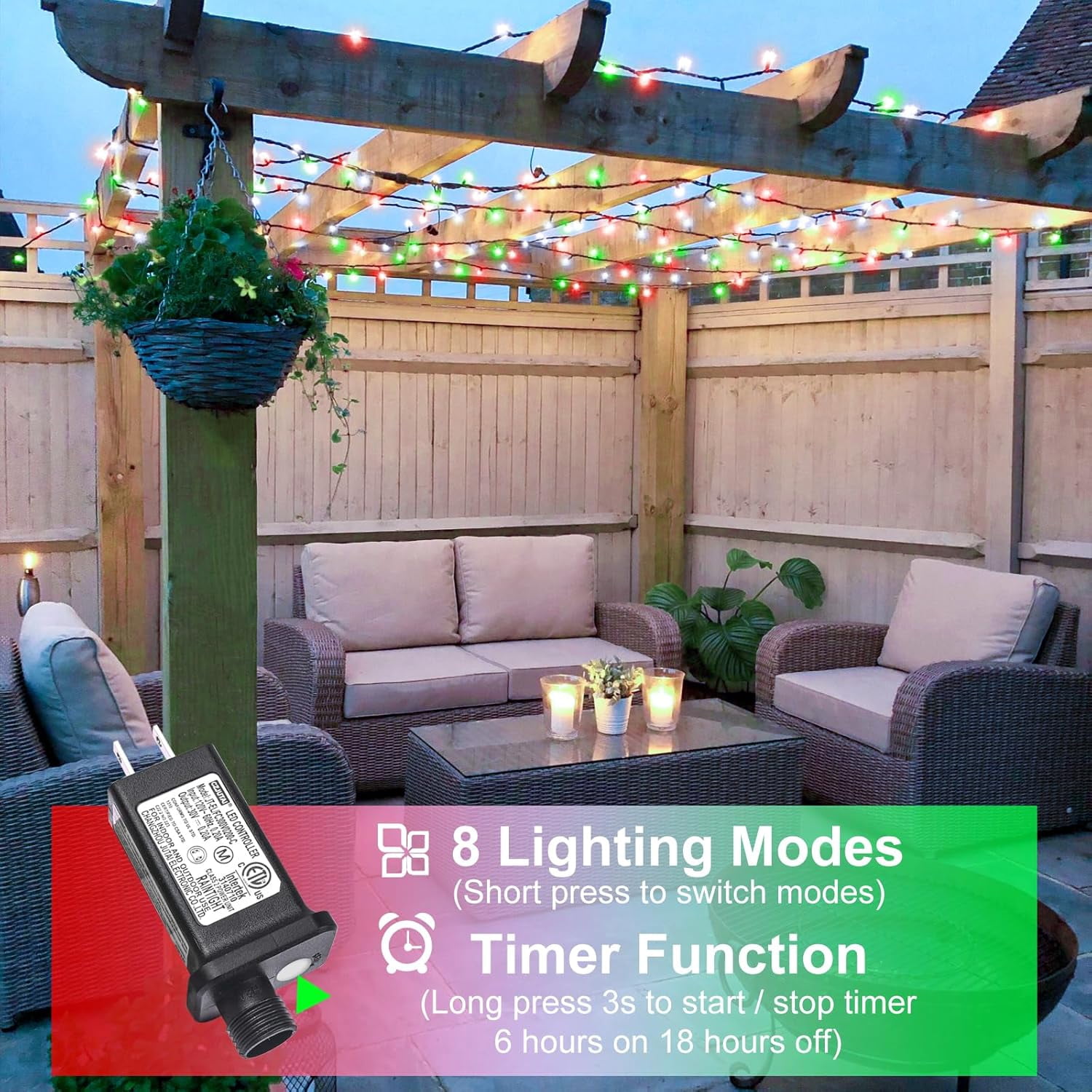 SHIQI-100FT 300 LED Christmas Lights Outdoor, Connectable Christmas ...