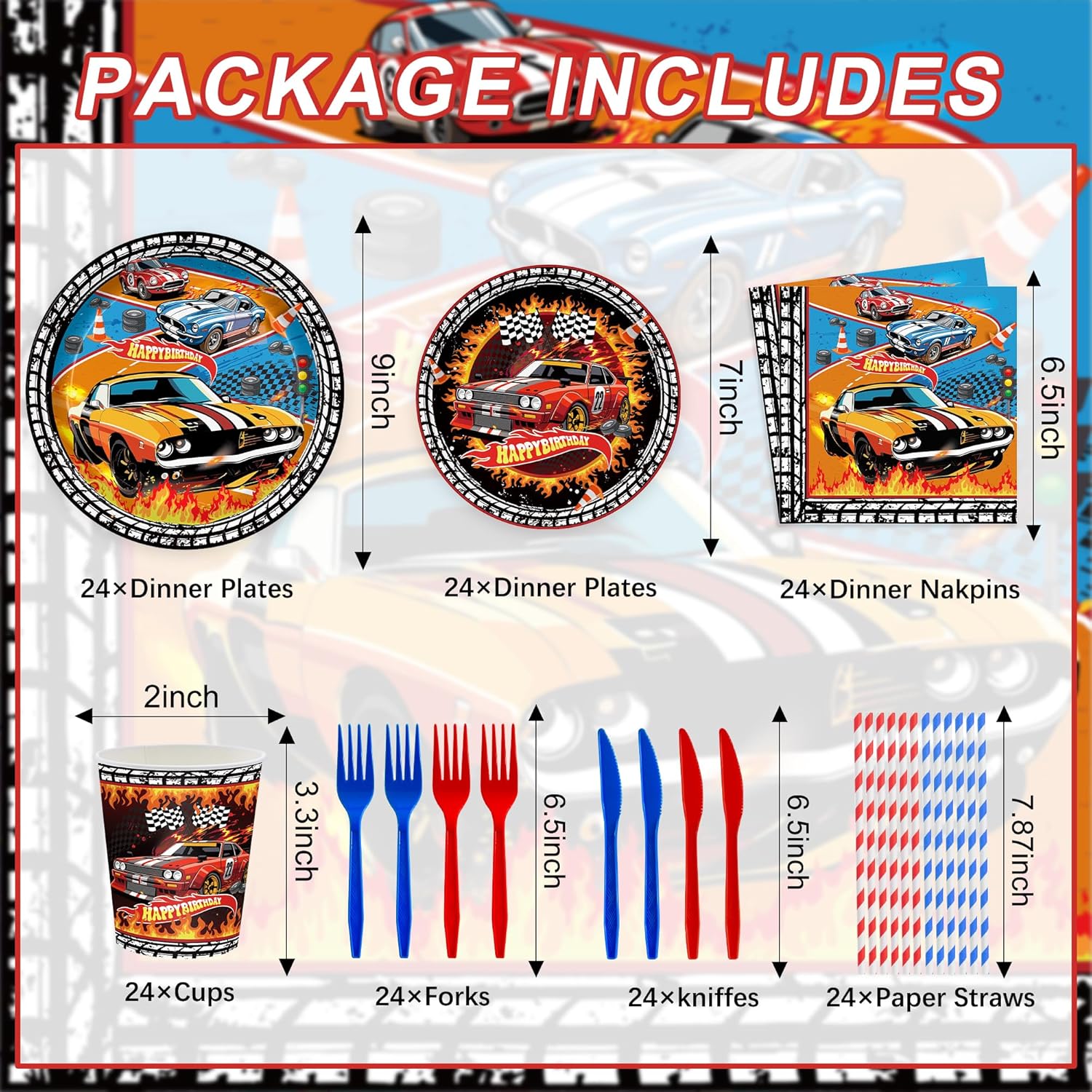 Plate Delivery Racing SHIQI-168PCS Race Car Party Supplies for Kids Boys Plates and Napkins ...