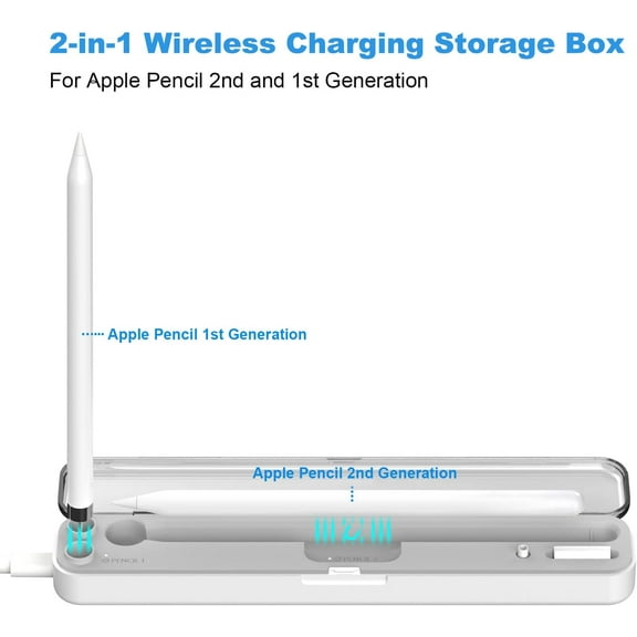 SHIQI-2 in 1 Charging Case Compatible with Apple Pencil 2nd and 1st Generation, Magnetic Wireless Charger Dock for Pencil 2nd Gen, Portable Travel Case Storage Box for iPad Pencil