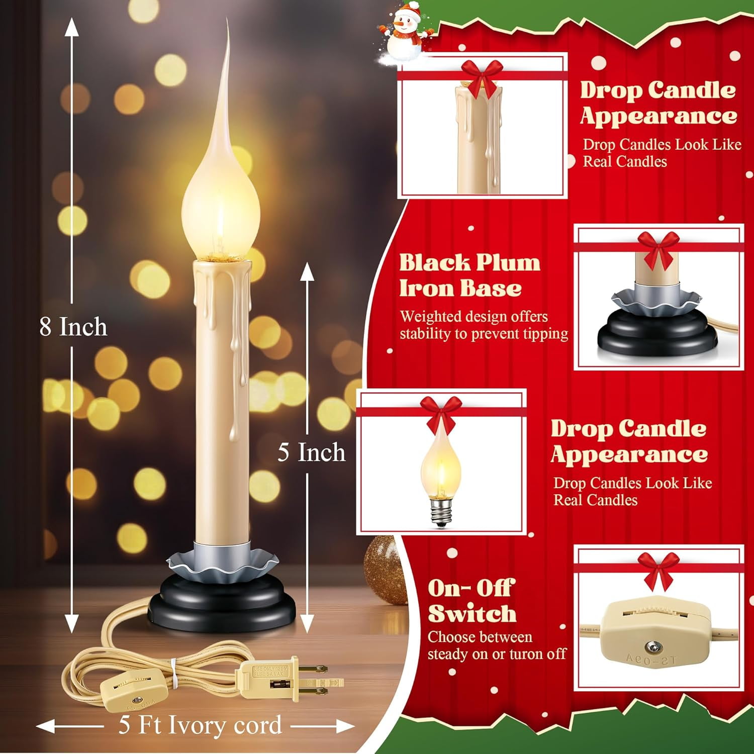 SHIQI-2 Pack 5 Inch Electric Rustic Country Candle Lights with ...