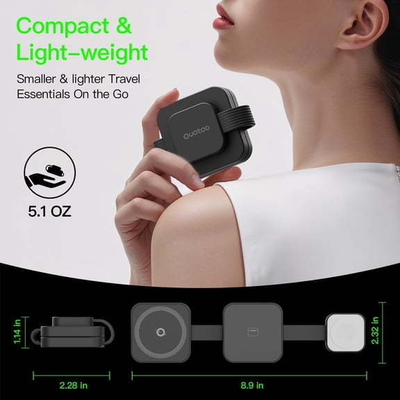 SHIQI-2025 for iPhone 16 Pro Max 3 in 1 Foldable Wireless Charging Station for MagSafe Magnetic Charger, Travel Stand 20W Charge Multiple Devices for iPhone 16/15/14/12/11/X-Apple iWatch Ultra/SE Air