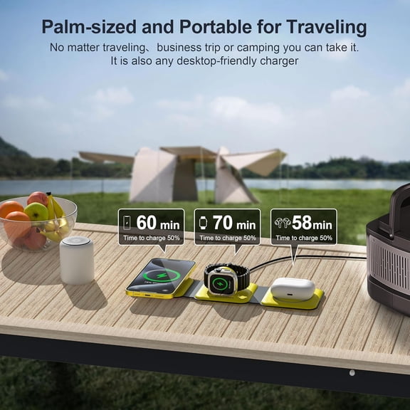 SHIQI-3 in 1 Charging Station for Multple Devices,Foldable 3 in 1 Wireless Charger for Travel,Nano Wireless Charging Station for iPhone16 15 14 13 12 Pro Max/Watch 10 9 8 7 6 5 4 3 Ultra/AirPod Pro