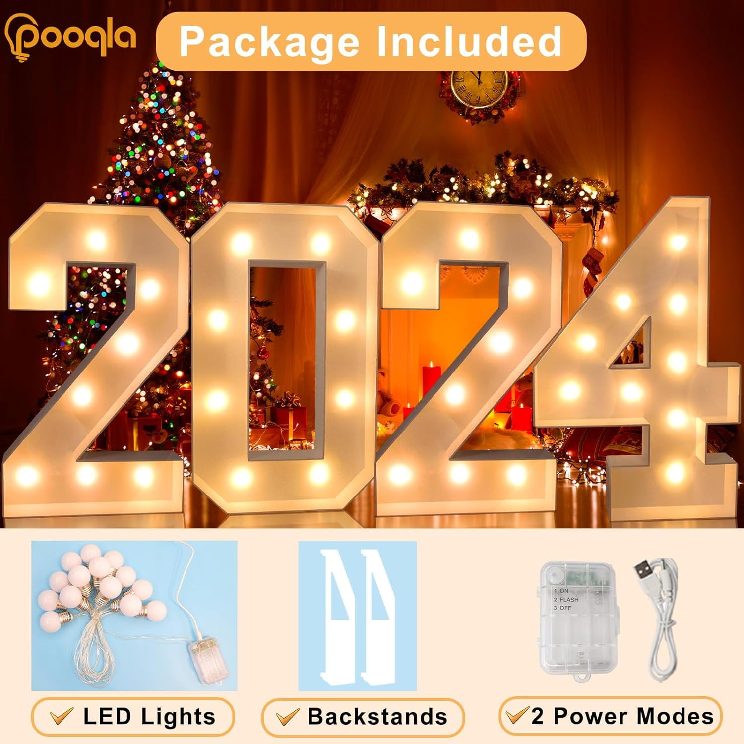 SHIQI-3FT Light Up Numbers, Warm White LED Large Lighted Marquee Number ...