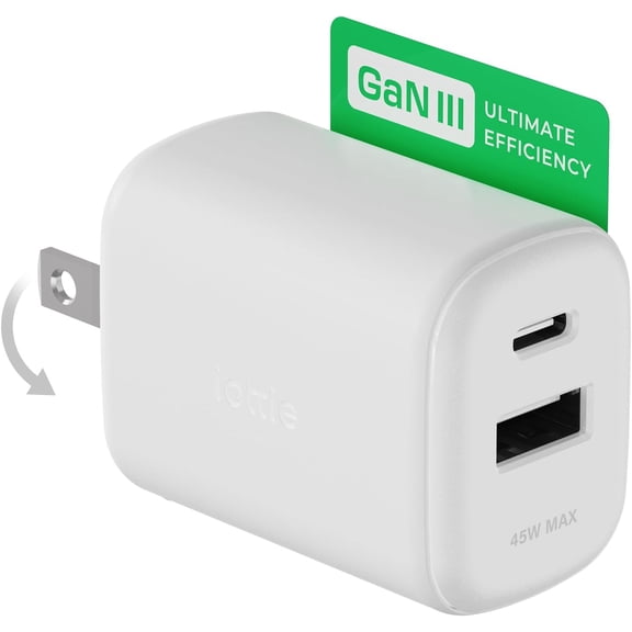 SHIQI-45W Nano Wall Charger High-Speed USB-C and USB-A Power RapidVolt Adapter with GaN III Technology for Apple, Android, and Samsung Phones and Tablets