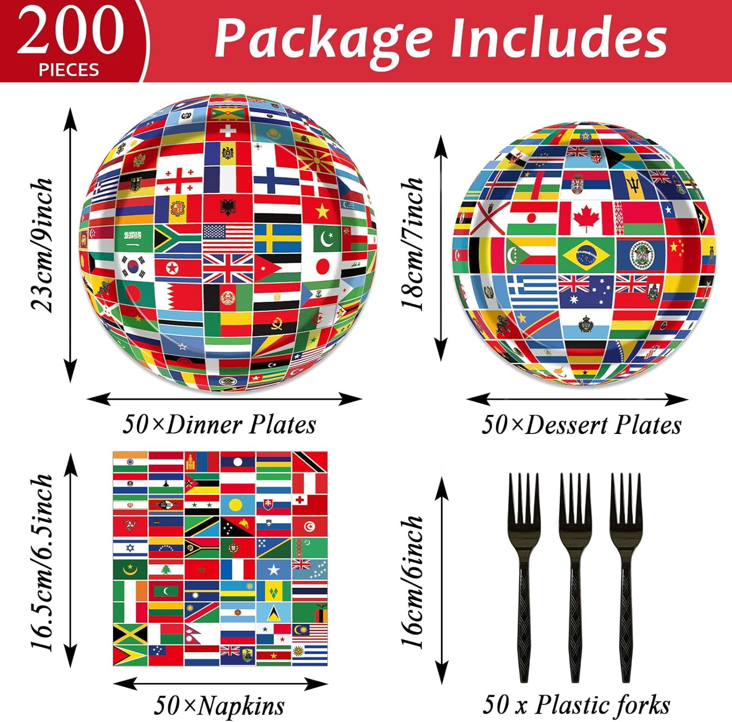 SHIQI-50 Guests International World Flags Party Supplies Decor Around ...