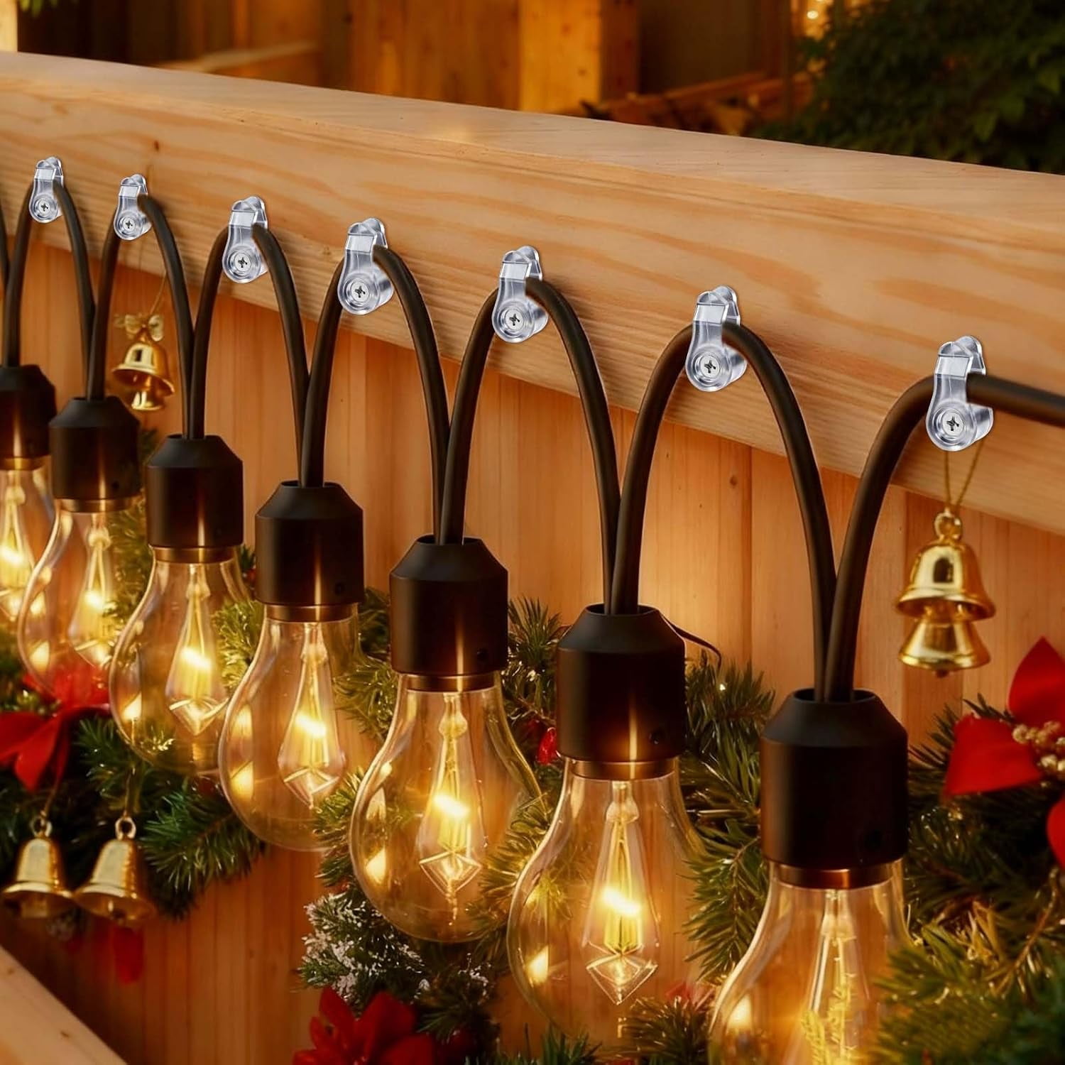 SHIQI-60 Pack Hooks for Outdoor String Lights, Christmas Light Clips ...