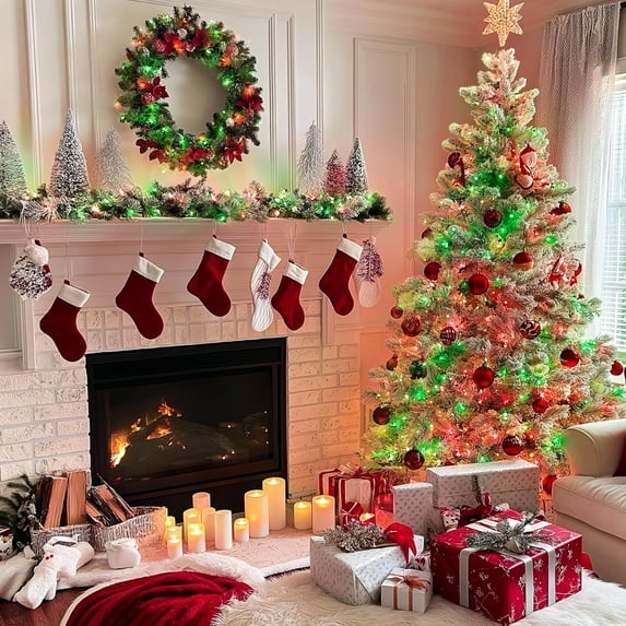 SHIQI-600 LED Red and Green Christmas String Lights Outdoor, Red and ...