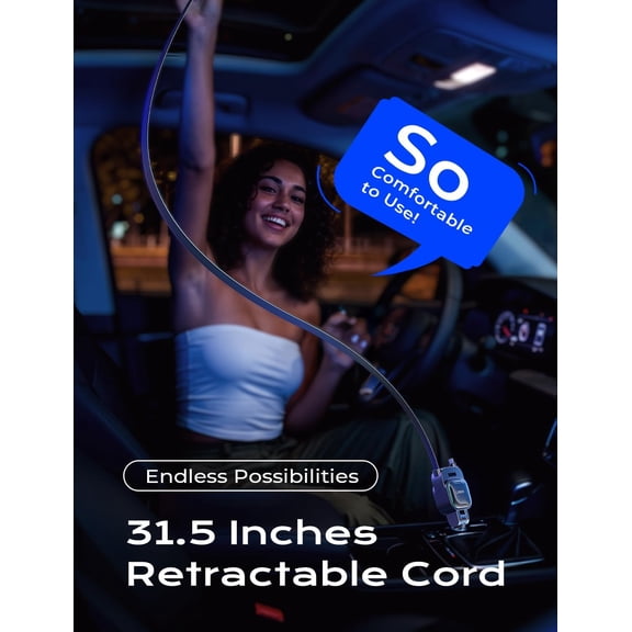 SHIQI-96W Fast Charging Retractable Car Charger[USB C Cable & L Cable], 4 in 1 Retractable Car Charger Fast Charging Car Charger for iPhone 17 Pro Max 16 15 14 13, Samsung Galaxy S25/24,Black