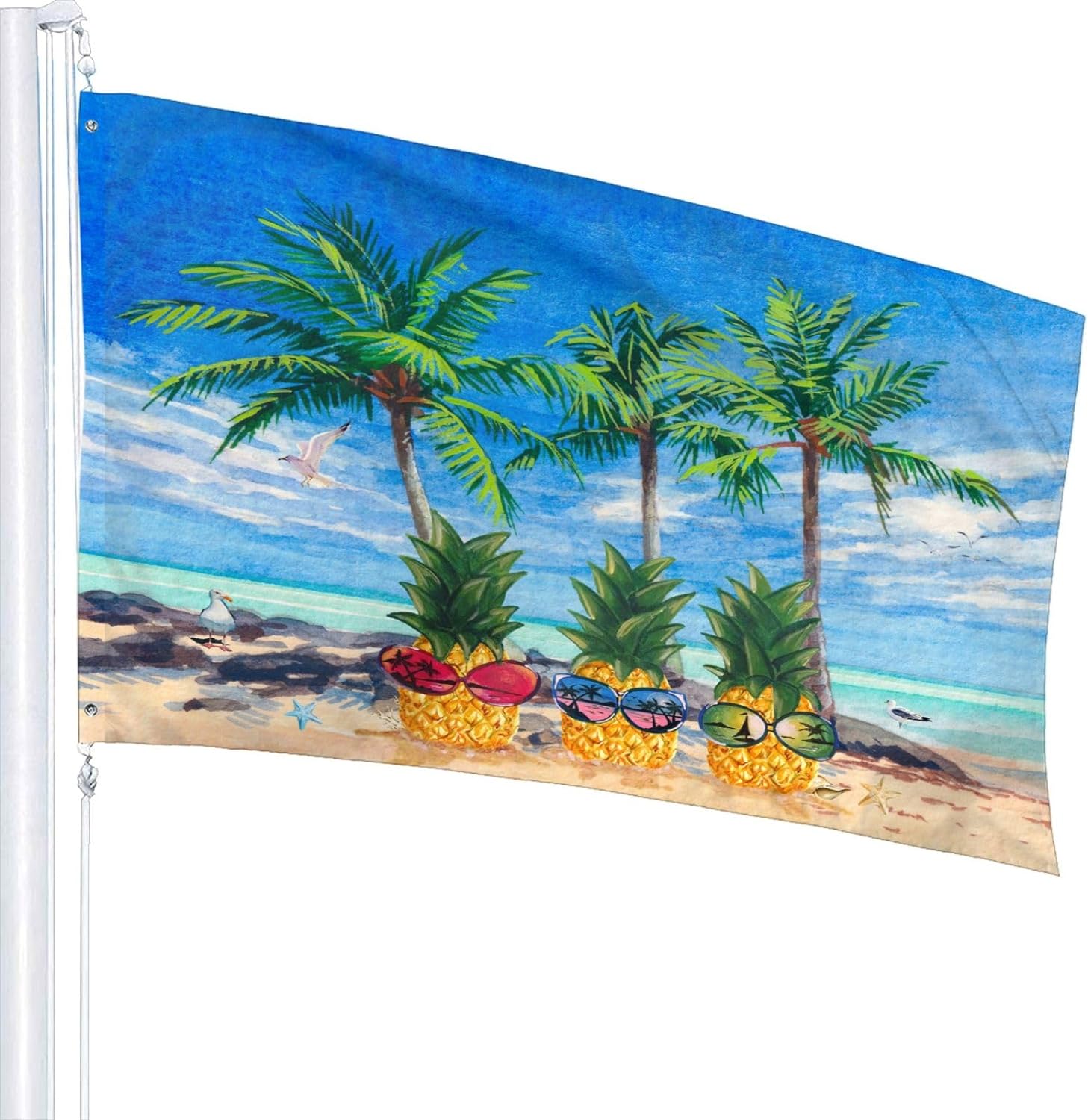 SHIQI-Beach Pinapple Flag 3x5 Ft Outdoor Outside Indoor With Grommets ...
